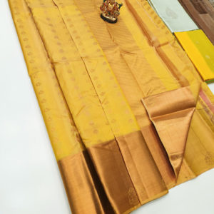 Latest Design Pure Soft Silk Saree Lemon Yellow Color w/ Blouse