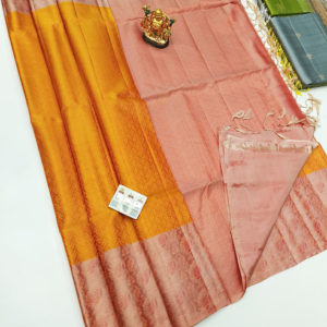 Pure Soft Silk Saree Mango Yellow Color w/ Blouse