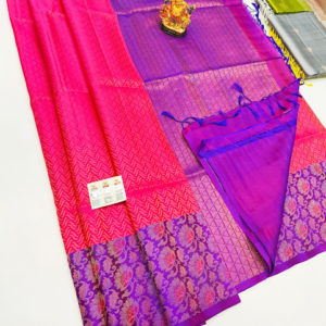 Unique Design Pure Soft Silk Saree Pink and Purple Color w/ Blouse