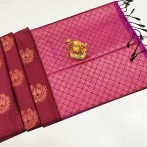 Beautiful Design Butta Mphoss Saree Apple Red Color w/ Blouse