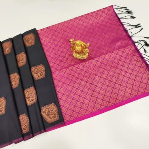 Latest Design Butta Mphoss Saree Elephant Color w/ Blouse