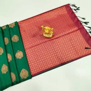 Butta Mphoss Saree Green Color w/ Blouse