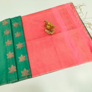 Latest Design Butta Mphoss Saree Sapphire Green Color w/ Blouse