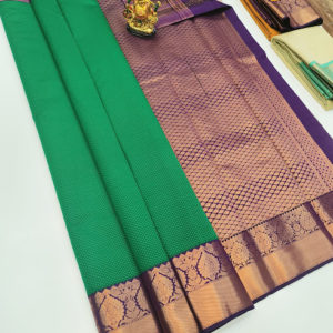 High Fancy Kanjivaram Silk Saree Mix Green Color w/ Blouse