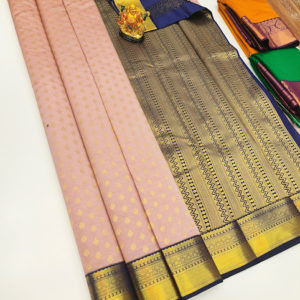 High Fancy Kanjivaram Silk Saree Mix Light Peach Color w/ Blouse