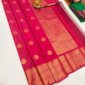 Unique Design High Fancy Kanjivaram Silk Saree Mix Pink Color w/ Blouse