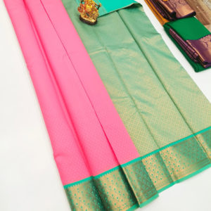 High Fancy Kanjivaram Silk Saree Mix Rose Color w/ Blouse