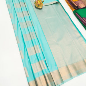 High Fancy Kanjivaram Silk Saree Mix Sky Blue Color w/ Blouse