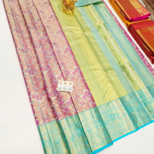 New Design Kanjivaram Pure Wedding Silk Saree Peach Color w/ Blouse