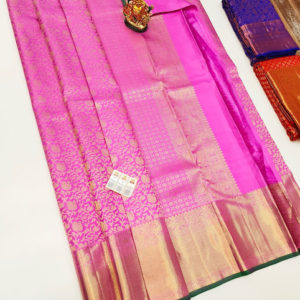Beautiful Design Kanjivaram Pure Wedding Silk Saree Rose Color w/ Blouse