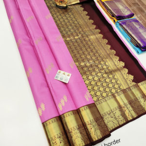 Latest Design Pure Kanjivaram Fancy Silk Saree Rose Color w/ Blouse