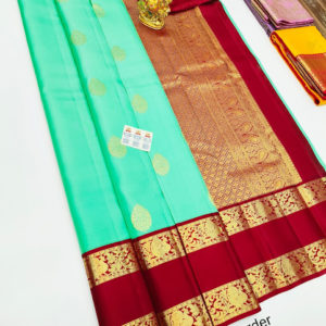New Design Pure Kanjivaram Fancy Silk Saree Teal Green Color w/ Blouse