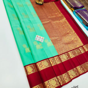 New Design Pure Kanjivaram Fancy Silk Saree Teal Green Color w/ Blouse