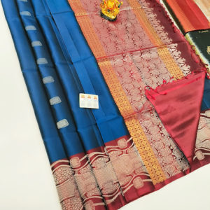 New Design Pure Soft Silks Saree Ink Blue Color w/ Blouse