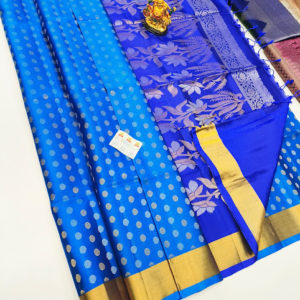 Beautiful Design Pure Soft Silk Saree Blue Color w/ Blouse