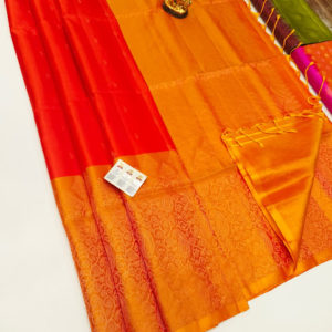 Latest New Trendy Design Pure Soft Silk Saree Chilli Red Color w/ Blouse