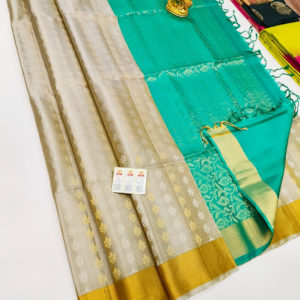 Different Design Pure Soft Silk Saree Cream Color w/ Blouse