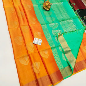 Trendy Design Pure Soft Silks Saree Fanta Orange Color w/ Blouse