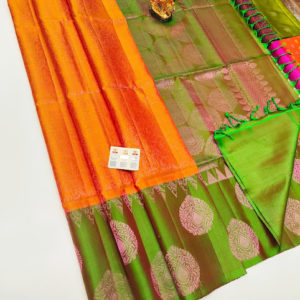 Latest Design Pure Soft Silk Saree Fanta Orange Color w/ Blouse