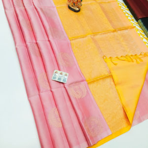 Latest Design Pure Soft Silks Saree Rose Milk Color w/ Blouse