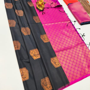 Butta Mphoss Saree Elephant Color w/ Blouse