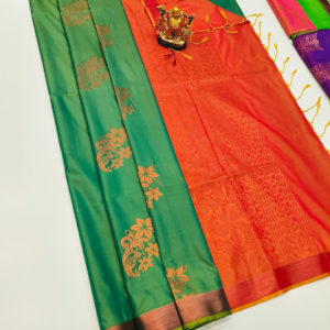 Trendy Design Butta Mphoss Saree Green Color w/ Blouse