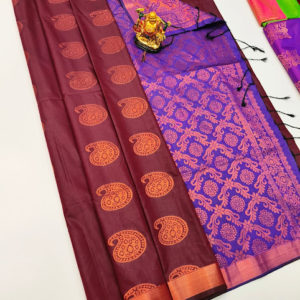 Trendy Design Butta Mphoss Saree Kumkum Red Color w/ Blouse