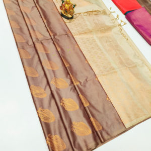 Butta Mphoss Saree Light Brown Color w/ Blouse