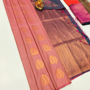 Butta Mphoss Saree Peach Color w/ Blouse