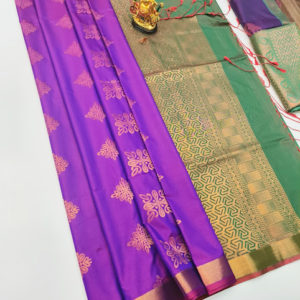 New Design Butta Mphoss Saree Purple Color w/ Blouse