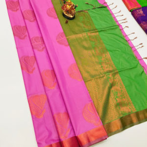 Trendy Design Butta Mphoss Saree Rose Color w/ Blouse