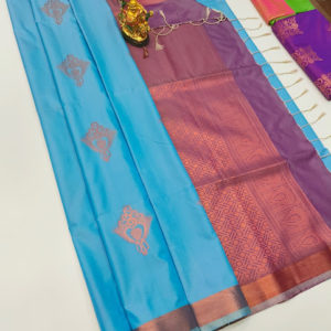 New Design Butta Mphoss Saree Sky Blue Color w/ Blouse