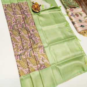 High Fancy Kanjivaram Silk Saree Mix Light Rose Color w/ Blouse