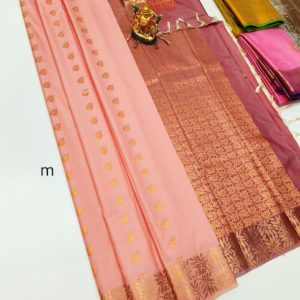 High Fancy Kanjivaram Silk Saree Mix Peach Color w/ Blouse