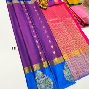 High Fancy Kanjivaram Silk Saree Mix Purple Color w/ Blouse