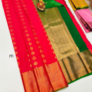 Unique Design High Fancy Kanjivaram Silk Saree Mix Red Color w/ Blouse