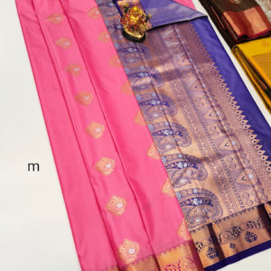 Beautiful Design High Fancy Kanjivaram Silk Saree Mix Rose Color w/ Blouse