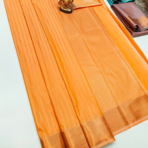 High Fancy Kanjivaram Silk Saree Mix Orange Color w/ Blouse