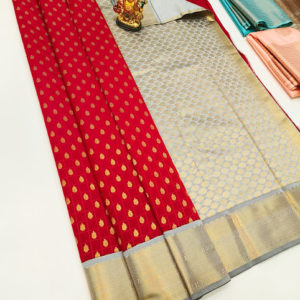 High Fancy Kanjivaram Silk Saree Mix Red Color w/ Blouse