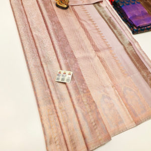 Trendy Design Kanjivaram Pure Wedding Silk Saree Light Violet Color w/ Blouse