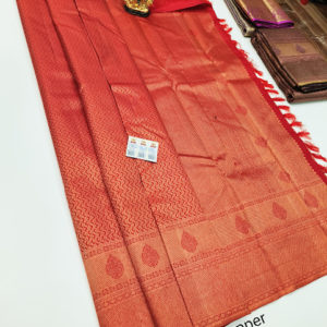 New Design Kanjivaram Pure Wedding Silk Saree Chilli Red Color w/ Blouse