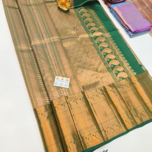 Unique Design Kanjivaram Pure Wedding Silk Saree Green Color w/ Blouse