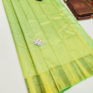 Beautiful Design Kanjivaram Pure Wedding Silk Saree Lemon Green Color w/ Blouse