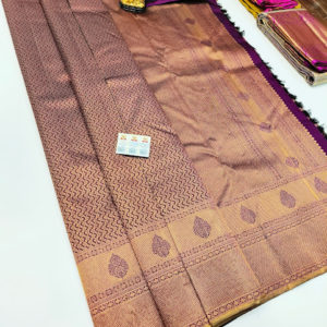Trendy Design Kanjivaram Pure Wedding Silk Saree Magenta Color w/ Blouse