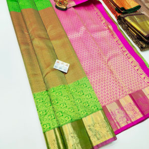 Kanjivaram Pure Wedding Silk Saree Multi Color w/ Blouse