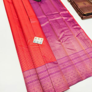 Kanjivaram Pure Wedding Silk Saree Red and Pink Color w/ Blouse