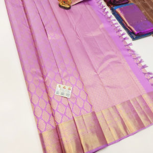 New Design Kanjivaram Pure Wedding Silk Saree Rose Color w/ Blouse