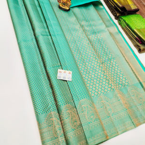 Unique Design Kanjivaram Pure Wedding Silk Saree Sky Blue Color w/ Blouse