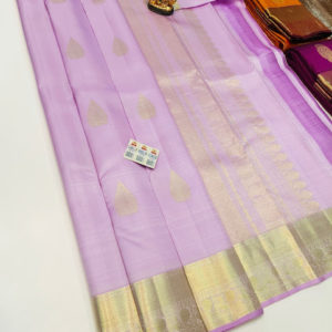 New Design Pure Kanjivaram Fancy Silk Saree Lavender Color w/ Blouse