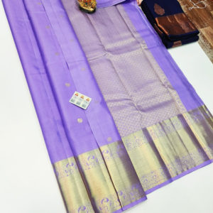 Pure Kanjivaram Fancy Silk Saree Lavender Color w/ Blouse